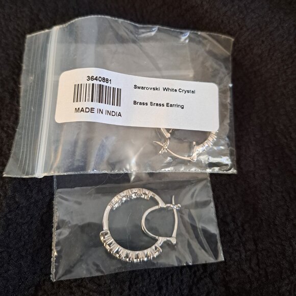 NWT Swarovski Brass Hoop Earrings - Picture 2 of 6